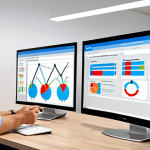 **

Prompt: *A modern office setting with an AI-powered evaluation tool interface displayed on a large screen. Data visualizations showcasing employee performance metrics are prominent. Happy and engaged employees are collaborating nearby, signifying fair evaluation and growth.*

**