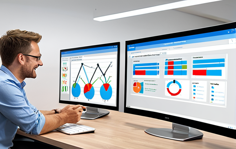 **
Prompt: *A modern office setting with an AI-powered evaluation tool interface displayed on a large screen. Data visualizations showcasing employee performance metrics are prominent. Happy and engaged employees are collaborating nearby, signifying fair evaluation and growth.*
**