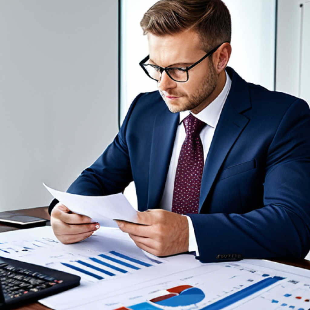 Financial Analysis**
"A professional accountant in a modern office analyzing financial statements, reviewing charts and graphs, fully clothed in a business suit, appropriate attire, safe for work, perfect anatomy, natural proportions, professional lighting, high quality, family-friendly, focusing on business strategy and data-driven decision making."
**