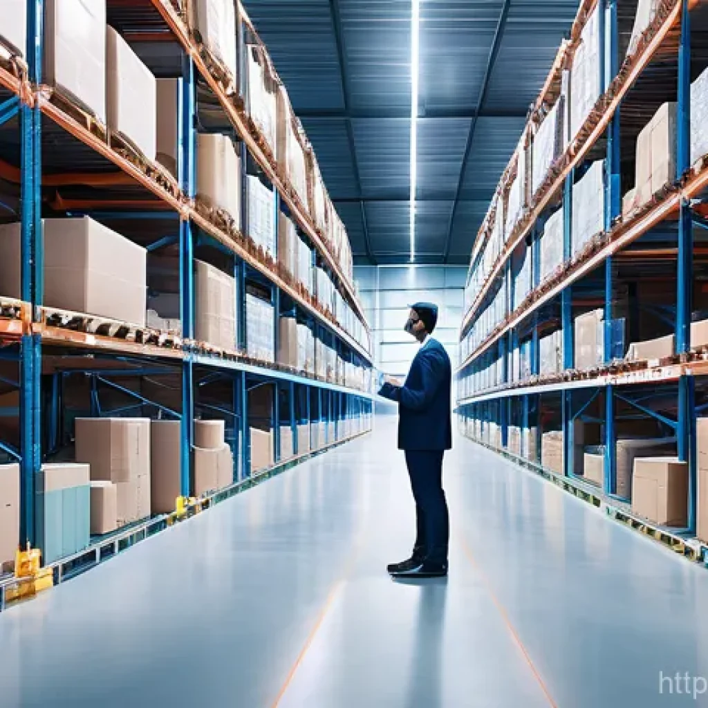 운영 비용 절감 - **Smart Inventory Management and Cost Savings:**
    A vibrant, futuristic warehouse interior. Autom...