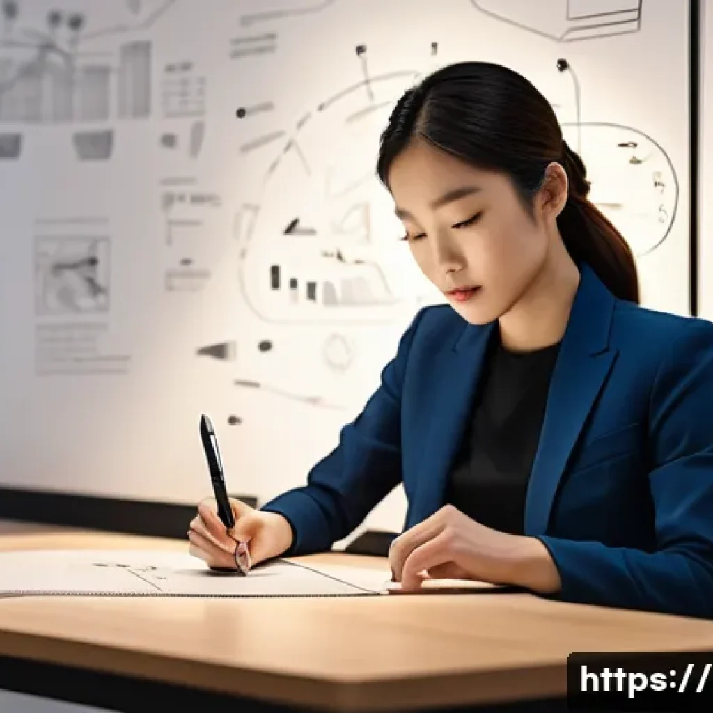 창업과 기술 혁신 - The Spark of Innovation**
A young, determined Korean woman in her late 20s sits at a sleek, minimal...