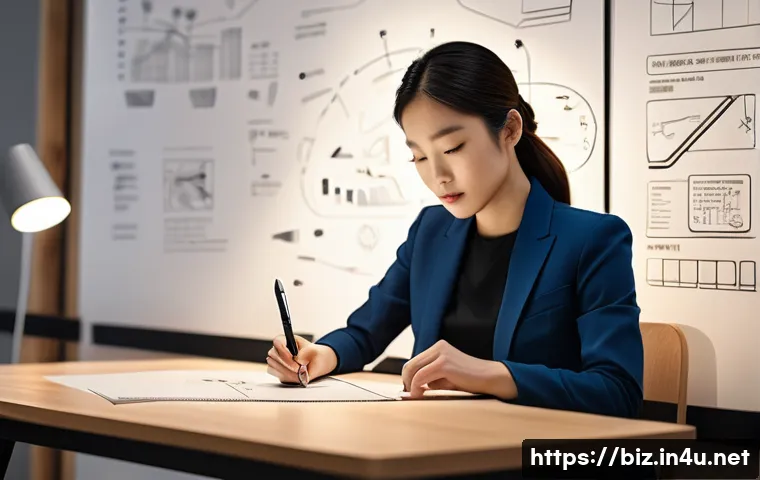 창업과 기술 혁신 - The Spark of Innovation**

A young, determined Korean woman in her late 20s sits at a sleek, minimal...